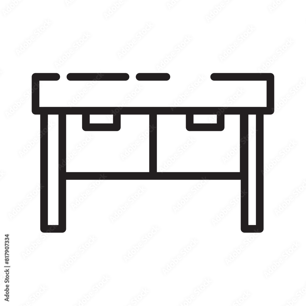 Computer Desk Furniture Line Icon Computer Desk Furniture Line Icon