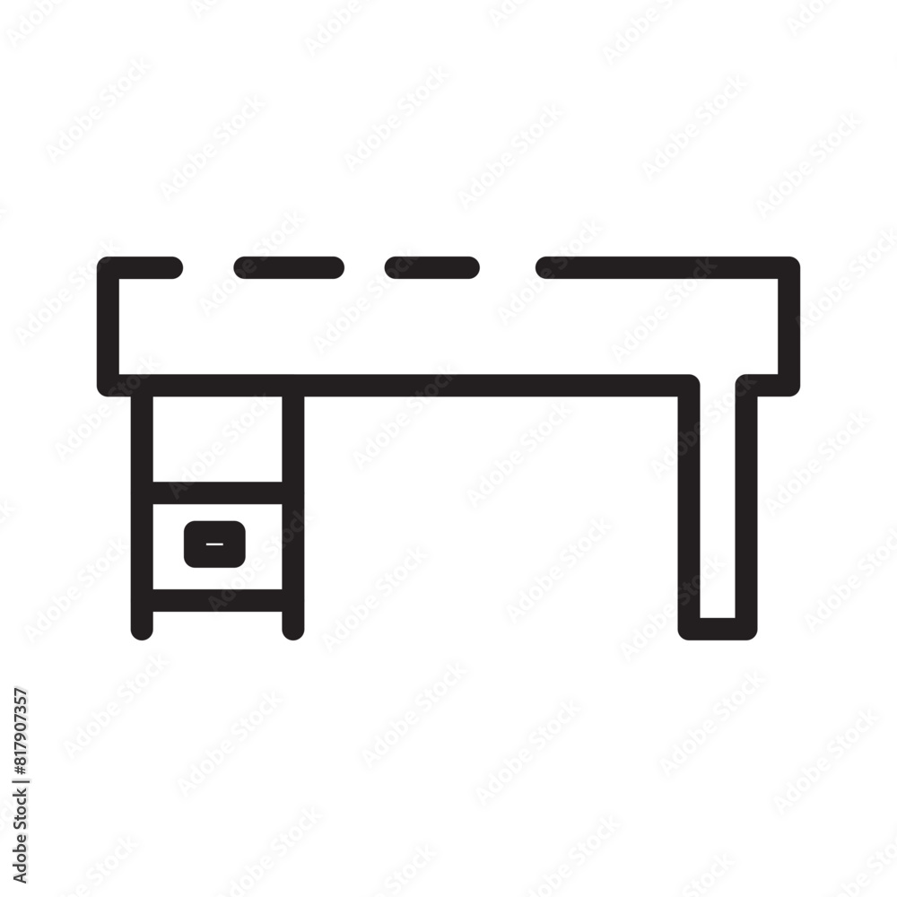Computer Desk Furniture Line Icon Computer Desk Furniture Line Icon