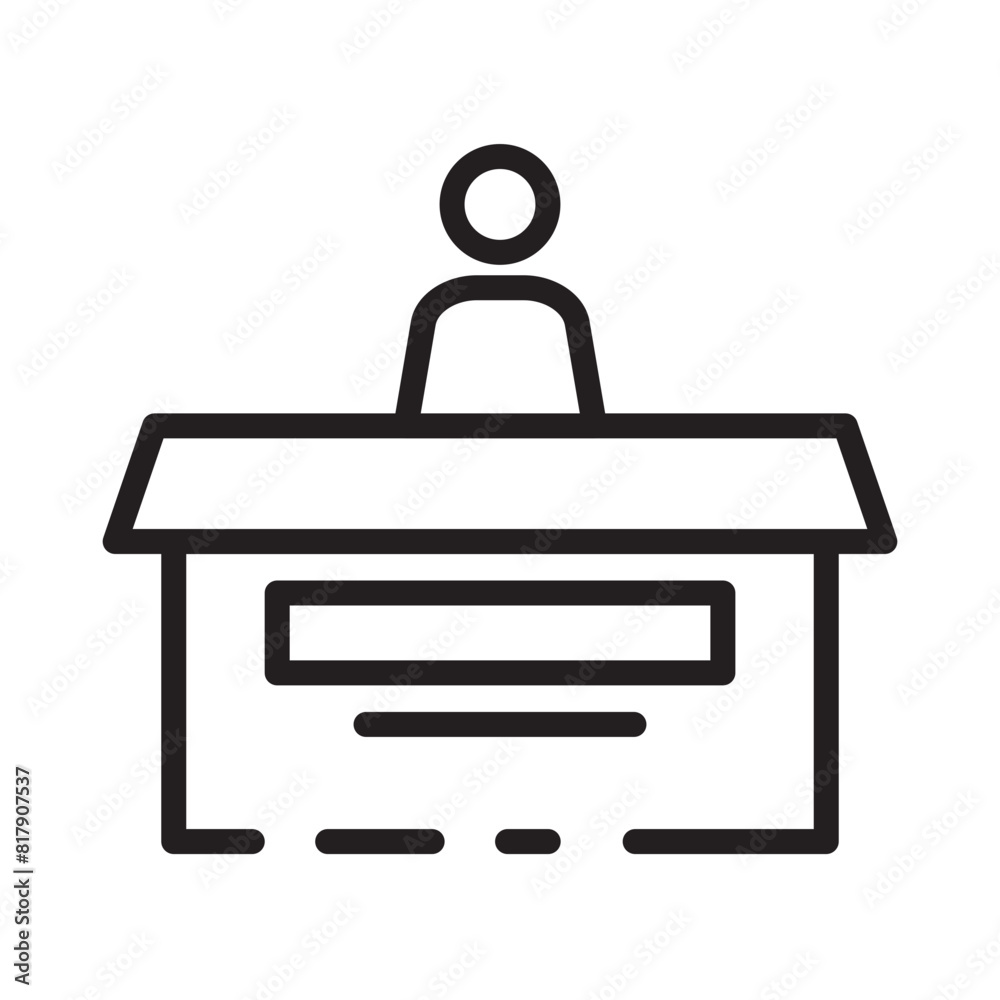 Counter Desk Reception Line Icon Counter Desk Reception Line Icon