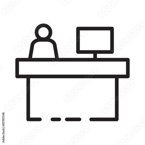 Counter Desk Reception Line Icon