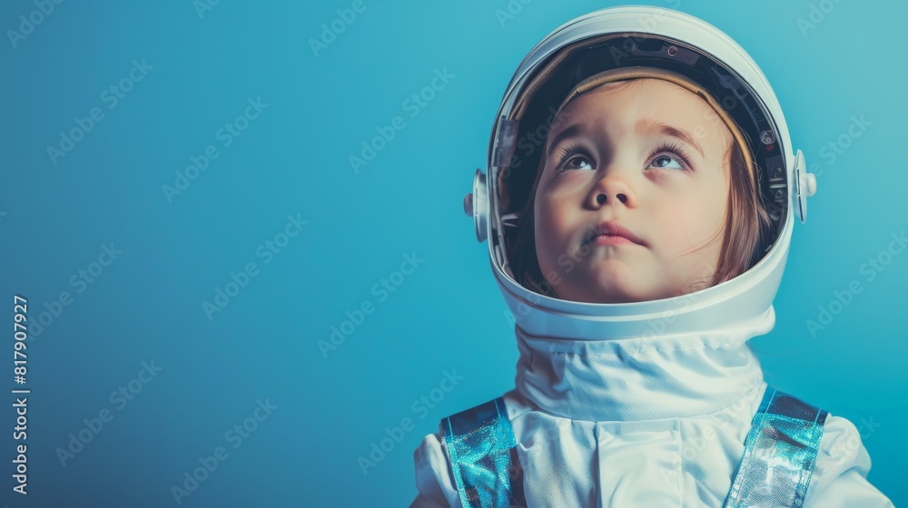 Young Child Dreaming of Space in Astronaut Suit Young Child Dreaming of Space in Astronaut Suit