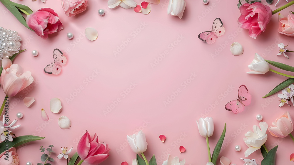 Flower floral butterfly frame ,generative ai Flower floral butterfly frame ,generative ai
