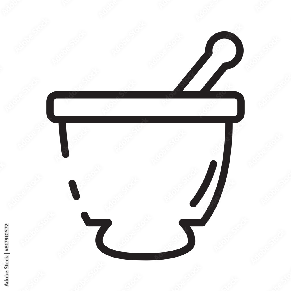 Kitchen Mortar Pestle Line Icon Kitchen Mortar Pestle Line Icon