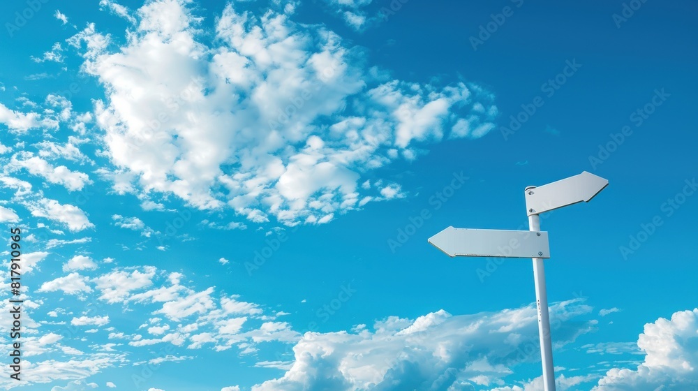 Blank road signs with blue sky and clouds Blank road signs with blue sky and clouds