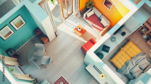 3D Rendered Floorplan Of A Modern Home Interior