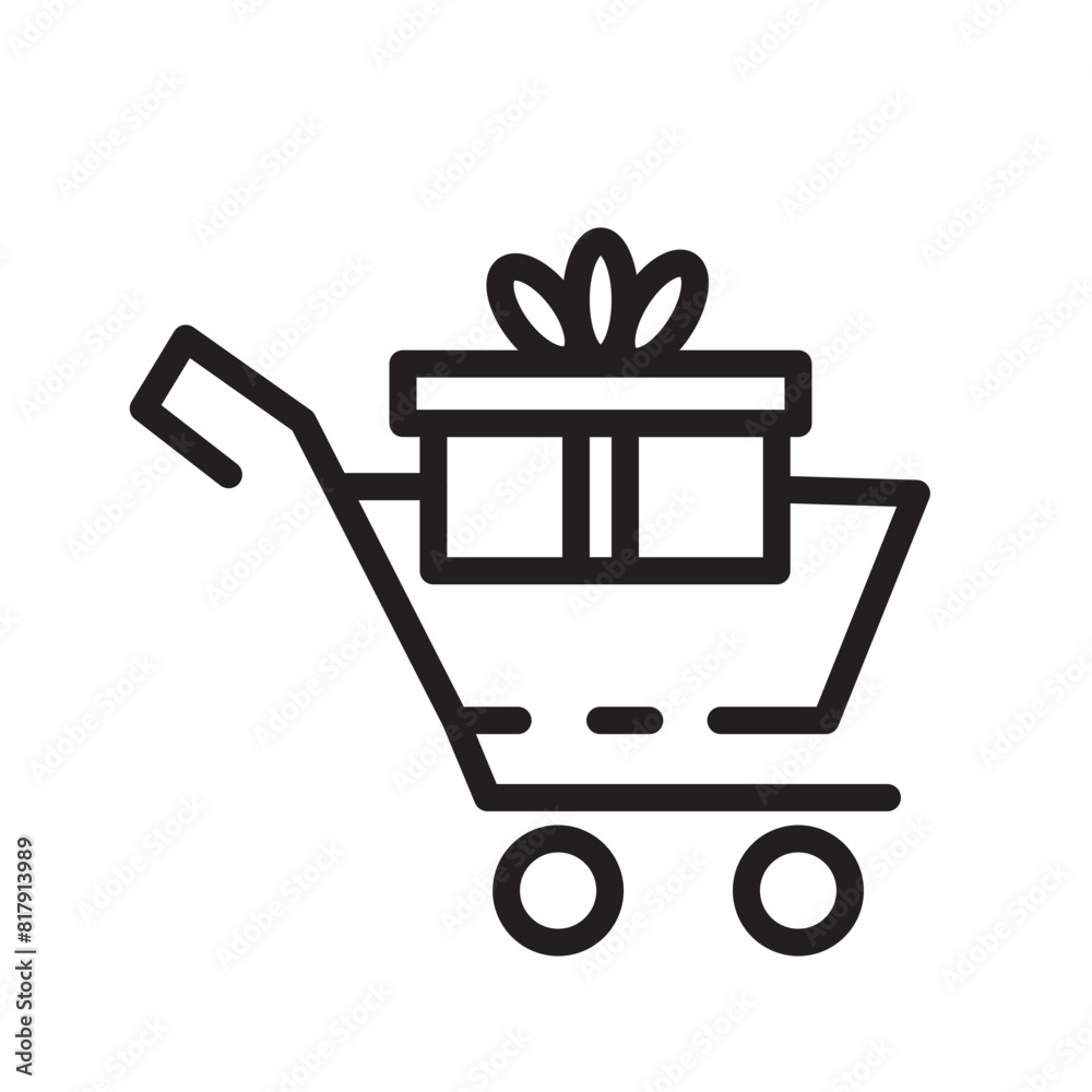 Christmas Gift Shop Line Icon