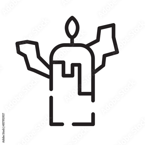 Candle Christmas Fire Line Icon