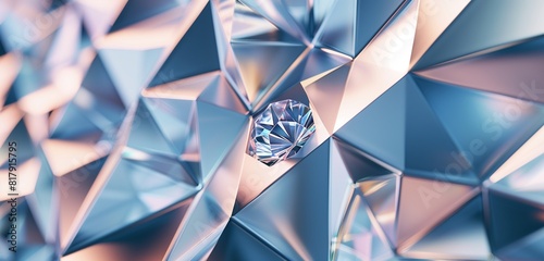 Abstract background, layered triangular macro diamond shapes with a small diamond over them, photo