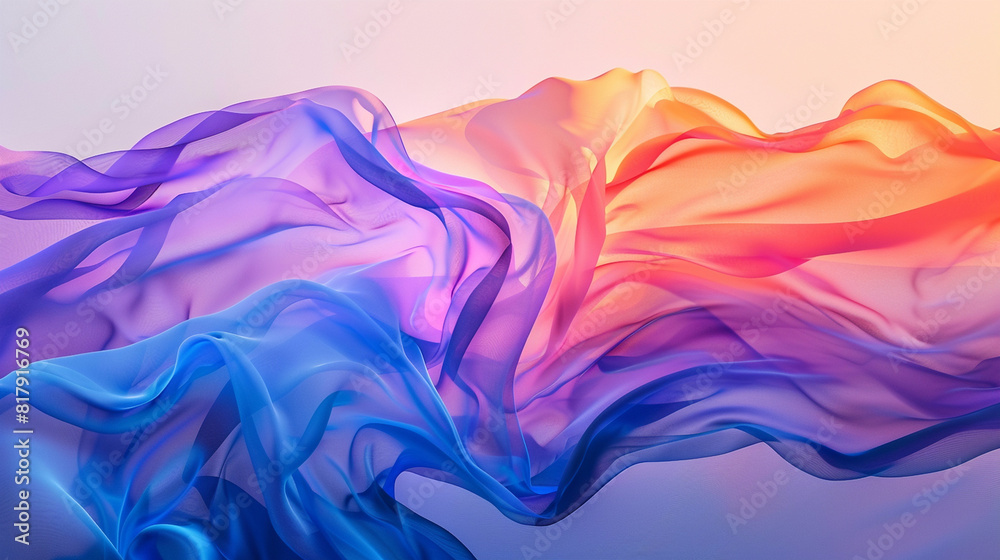 Smooth transitions between different colors, such as blue to purple or orange to pink