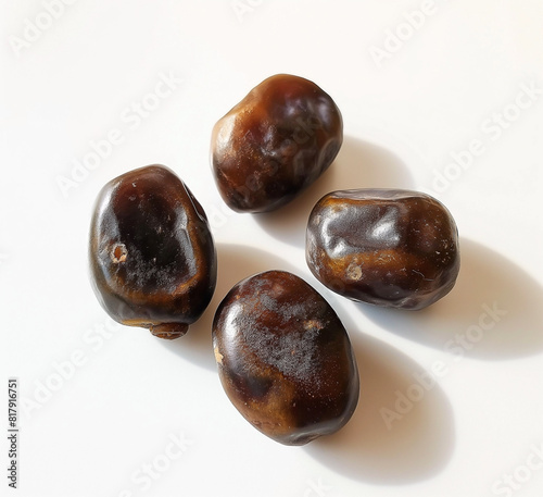 Fresh organic dried tasty dates background.  Top view on white backgrounds. Ramadan food. close up photo