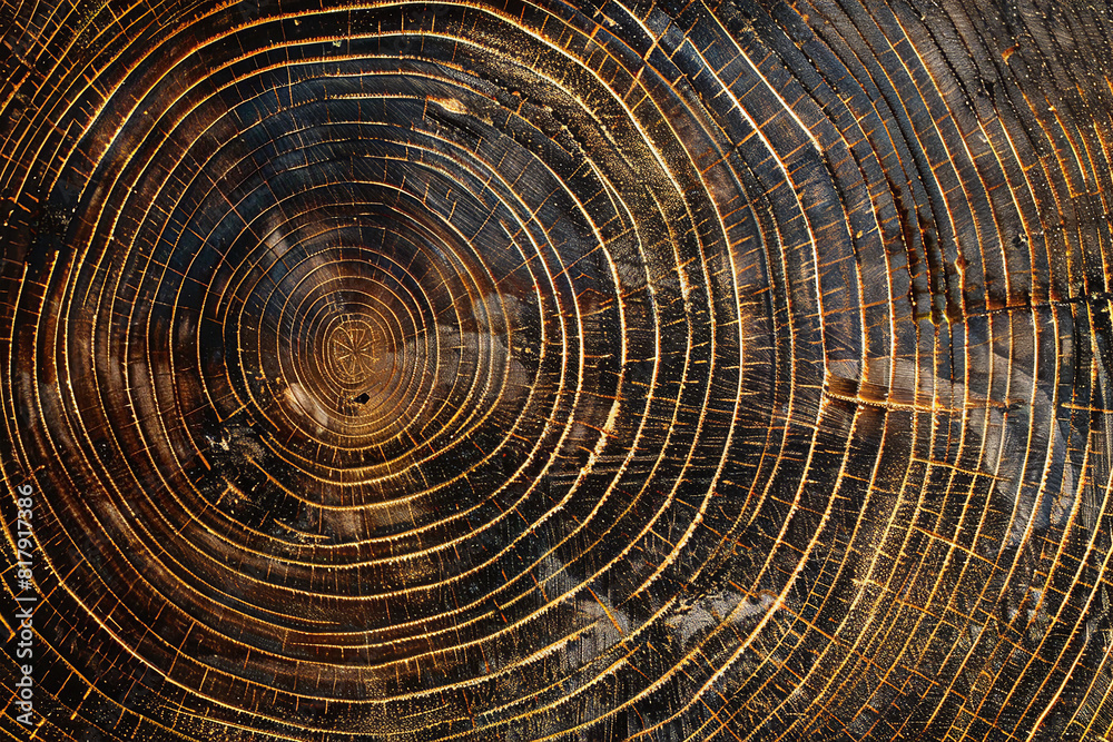 Fototapeta premium Detailed Close-Up of Tree Growth Rings Highlighting Natural Patterns 