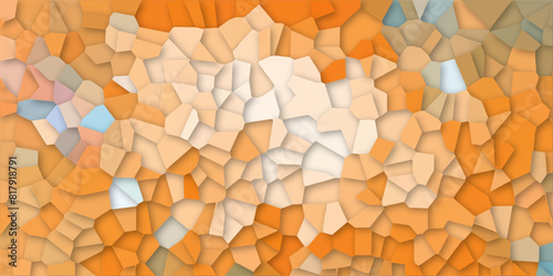 Abstract orange and grey broken stained glass background design with line. geometric pattern with 3d shapes vector Illustration. Orange broken wall paper in decoration.