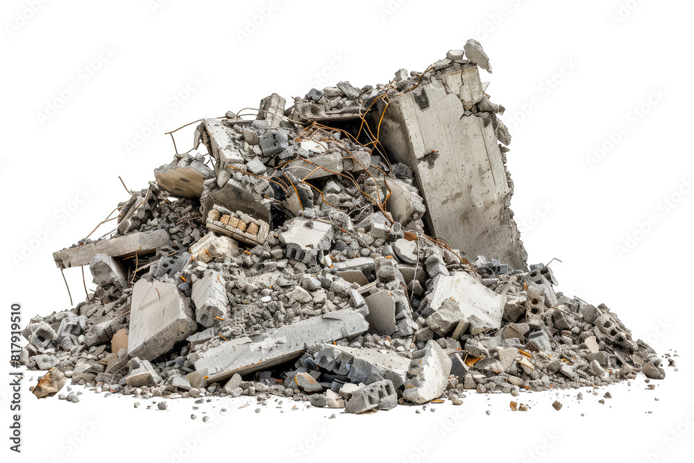 Fototapeta premium demilished rubble, isolated on white background