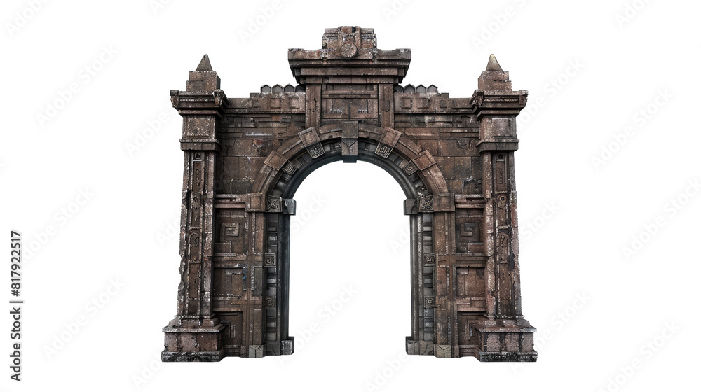 medieval gate, isolate on white background