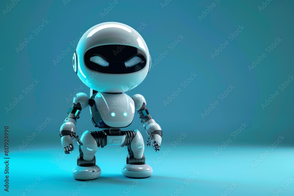 robot on blue background robot on blue background