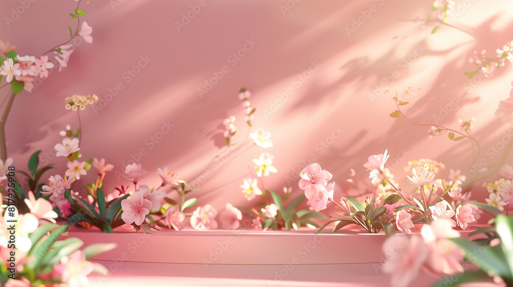 Podium background flower rose product pink 3d spring table beauty stand display nature white. Podium background flower rose product pink 3d spring table beauty stand display nature white.