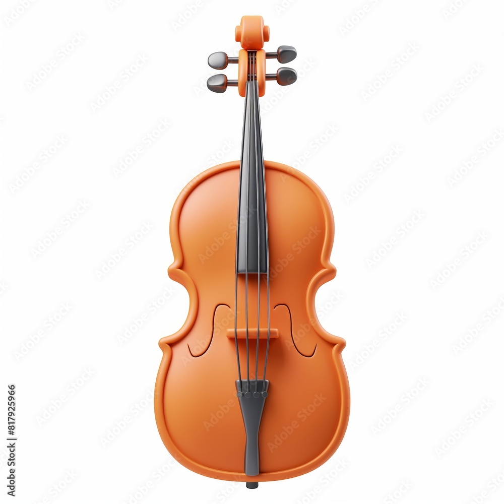 Fototapeta premium Cute Cello Cartoon Clay Illustration, 3D Icon, Isolated on white background