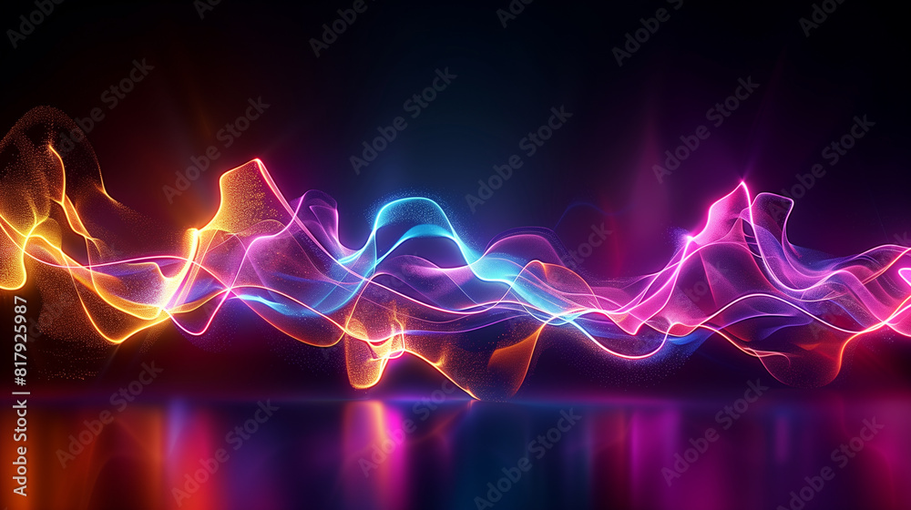 3d render. Abstract futuristic background with blurry glowing waves and neon lines. Shiny smoke. Glitter fluid. Ink water. 3d render. Abstract futuristic background with blurry glowing waves and neon lines. Shiny smoke. Glitter fluid. Ink water.
