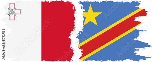 Free Download Congo - Kinshasa and Malta grunge flags connection vector - GFXLoad