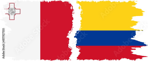 Free Download Colombia and Malta grunge flags connection vector - GFXLoad