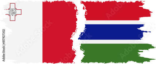 Free Download Gambia and Malta grunge flags connection vector - GFXLoad