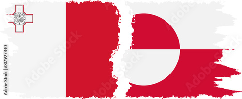 Free Download Greenland and Malta grunge flags connection vector - GFXLoad