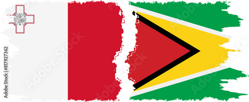 Free Download Guyana and Malta grunge flags connection vector - GFXLoad