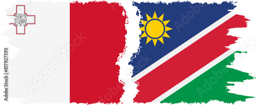 Free Download Namibia and Malta grunge flags connection vector - GFXLoad
