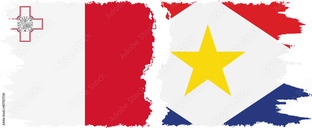 Saba and Malta grunge flags connection vector Saba and Malta grunge flags connection vector