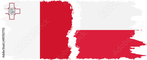 Free Download Poland and Malta grunge flags connection vector - GFXLoad