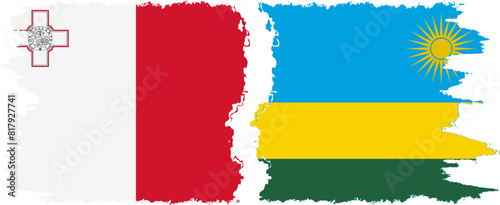 Free Download Rwandan and Malta grunge flags connection vector - GFXLoad