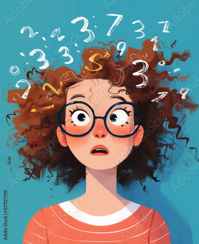 a student confused about mathematics, school anxiety and study struggles. revising for exams. photo