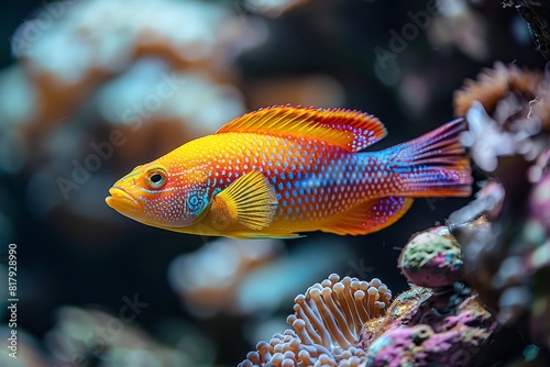 Wrasse fish cleaning parasites off larger marine creatures, showcasing symbiosis. 