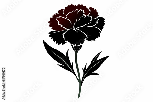 A dianthus flower silhouette black vector artwork illustration