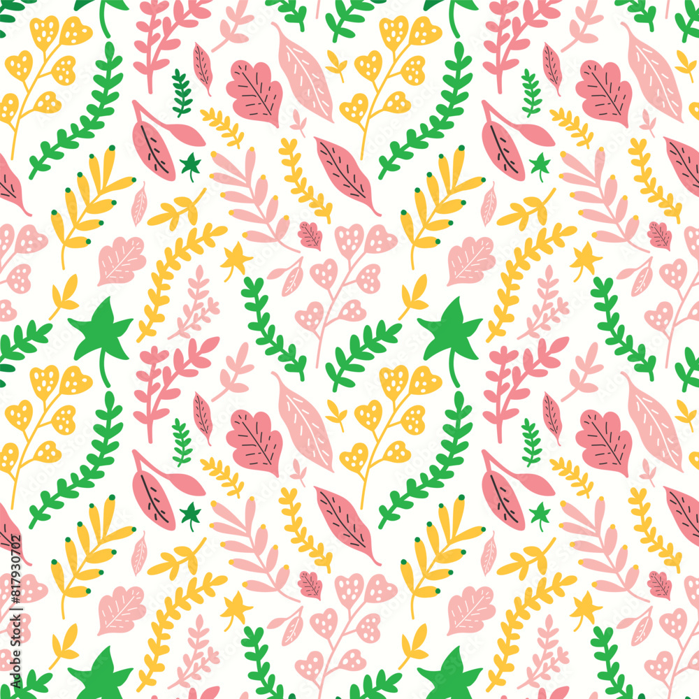 Naklejka premium Floral Seamless Pattern Leaves for Textile