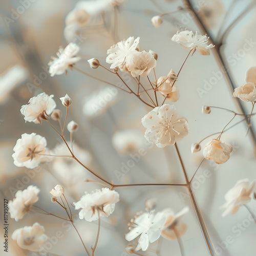 Spring backgound with dried gypsophila flowers  generative ai