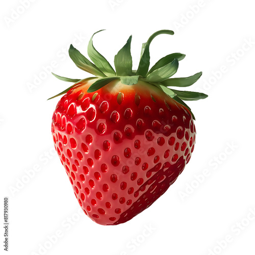 Fresh ripe strawberry fruit isolated on a transparent background by AI generative