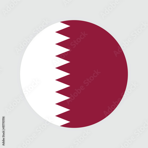 National Flag of Qatar. Qatar Flag. Qatar Round flag.
