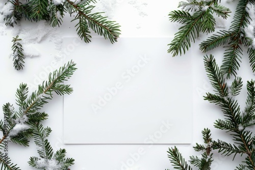 white blank paper, at the corners an illustration for Spring enters at Winter. Spring & winter background.