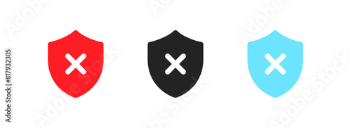 Shield with cross icon set. Flat style. Vector icons