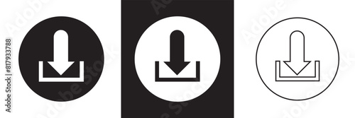 Download icon set. Download button Collection. Download files icons vector. simple download icon isolated on white and black background. Arrow downloading icon. Vector illustration. EPS 10 