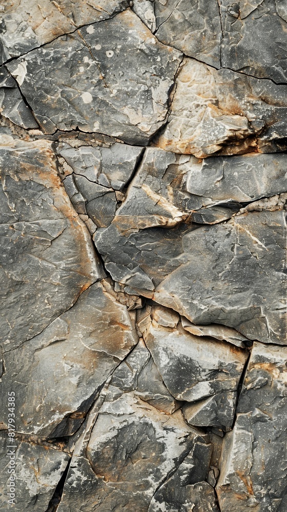 Close-up of rock wall showing rugged texture. Geological formation concept