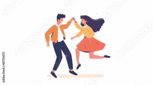 Partners couple dancers performing Lindy hop dance style photo