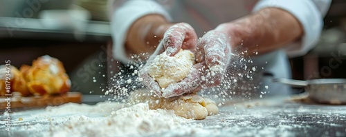 A chef pouring a rich, dark chocolate sauce onto a decadent dessert with a flourish