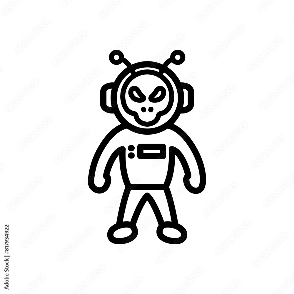 Alien line icon. Alien icon. Alien icon isolated on white background. Transparent background, minimalist symbol. Vector images