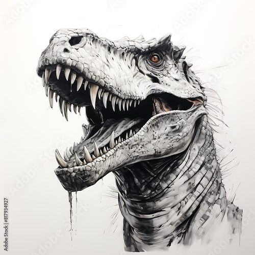 Tyrannosaurus Rex. Digital painting on white background. 3D illustration.