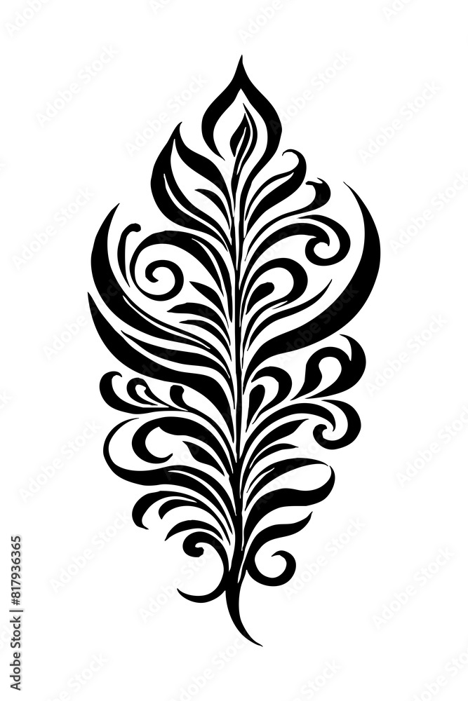 Botanical black and white pattern. For use on tattoos, posters, textiles, T-shirt printing. Generated by Ai Botanical black and white pattern. For use on tattoos, posters, textiles, T-shirt printing. Generated by Ai