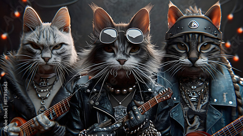 cat boyband with rock style © Dicky