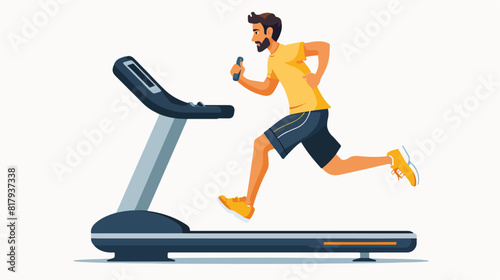 Person running on treadmill. Young man during 