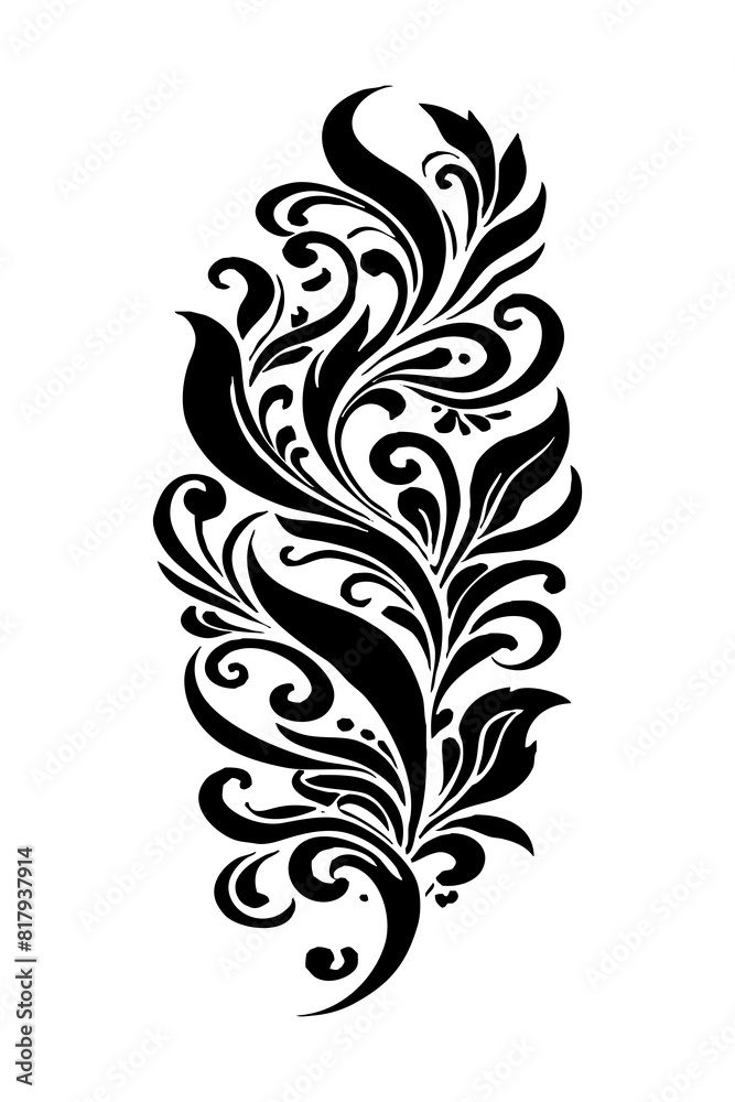 Botanical black and white pattern. For use on tattoos, posters, textiles, T-shirt printing. Generated by Ai Botanical black and white pattern. For use on tattoos, posters, textiles, T-shirt printing. Generated by Ai